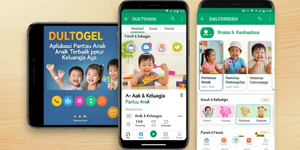 Tampilan antarmuka DULTOGEL dengan fitur pantau anak yang intuitif.