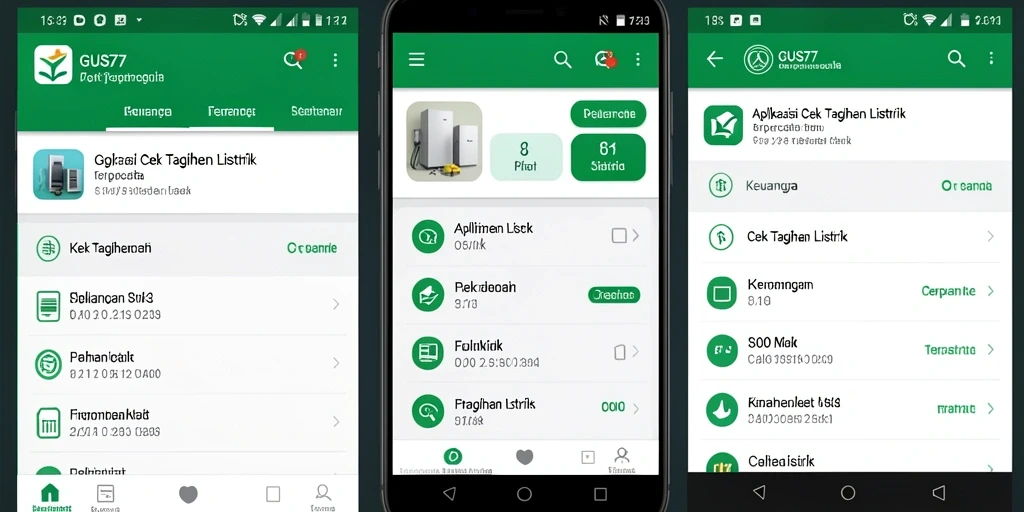 Antarmuka GUS77 yang sederhana untuk cek dan bayar tagihan listrik.