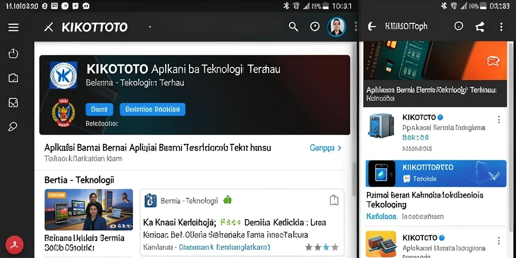 Antarmuka aplikasi KIKOTOTO menampilkan berita teknologi terbaru.