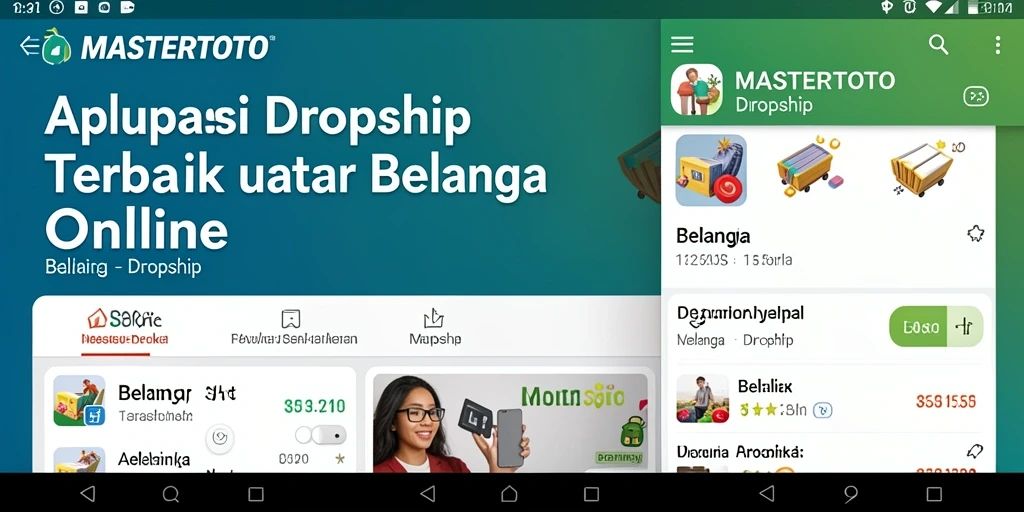 Tampilan antarmuka aplikasi MASTERTOTO yang user-friendly untuk belanja dropship.