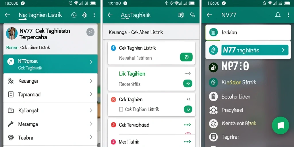 Antarmuka NV77 saat memeriksa tagihan listrik dengan mudah.