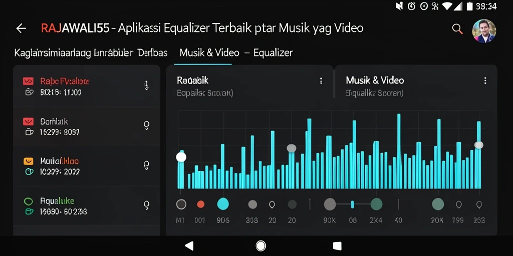Antarmuka RAJAWALI55 yang user-friendly dengan fitur Equalizer.