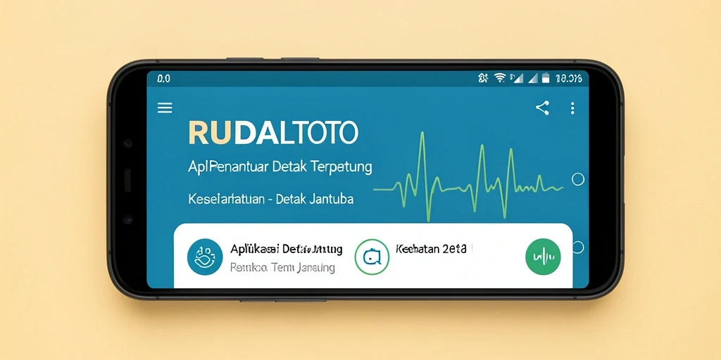 Antarmuka aplikasi RUDALTOTO menampilkan pemantauan detak jantung secara real-time.