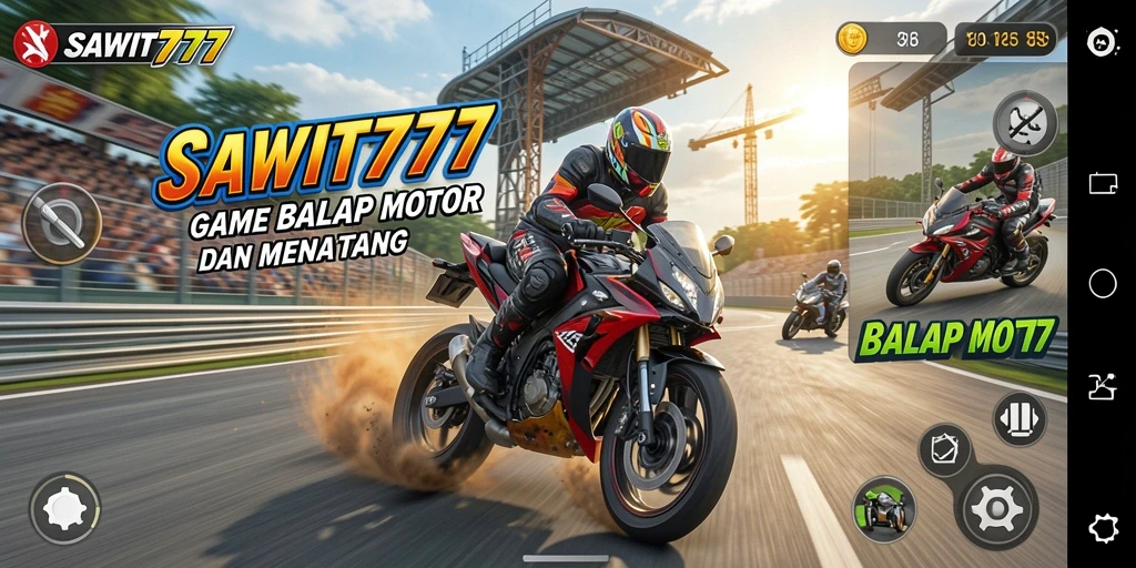 Tampilan antarmuka balap motor yang menarik di SAWIT777.