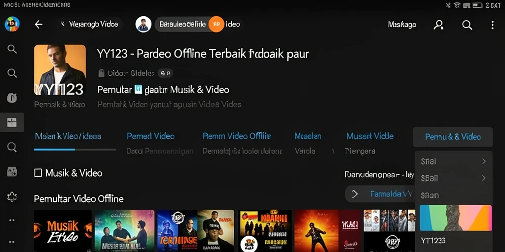 Tampilan antarmuka YY123 yang ramah pengguna untuk Pemutar Video Offline.